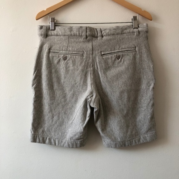 Slate & Stone Grey and White Striped Summer Flat Front Shorts - Picture 2 of 3